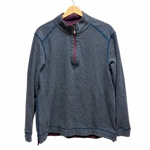 Tommy Bahama Mens Reversible 1/4 Zip Pullover Sweater M Preppy Golf Blue Purple